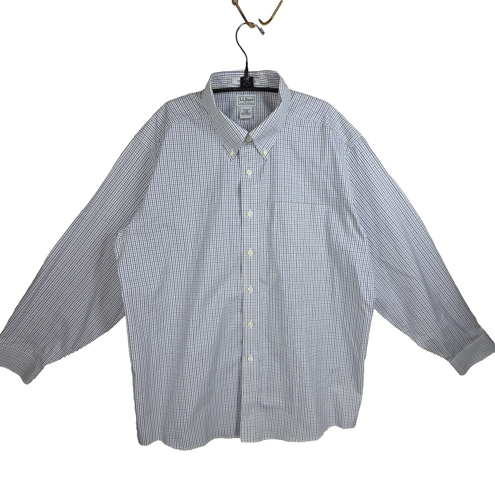 Vtg LL Bean Mens Shirt Sz 17-34 Blu Plaid Gorpcore Long Sleeve Gorpcore Collared